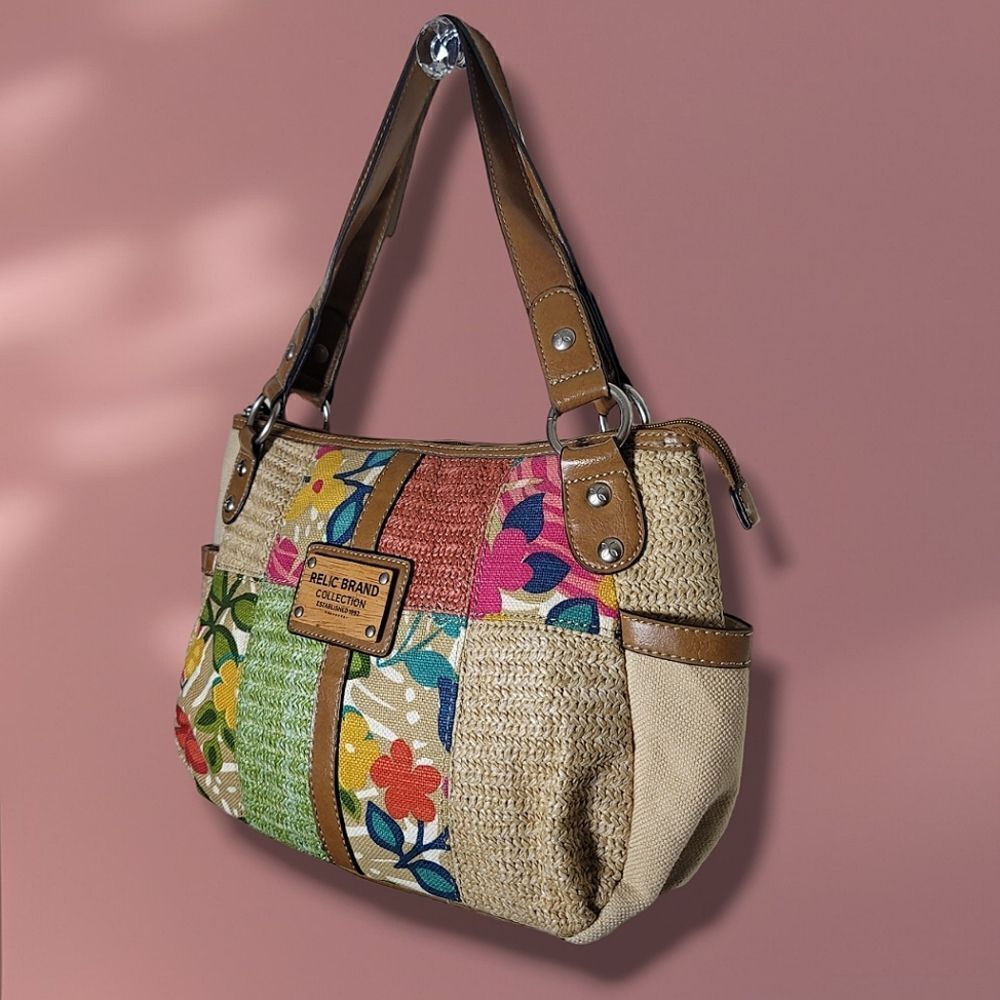 Relic Floral Patchwork Woven Spring Handbag Shoul… - image 4